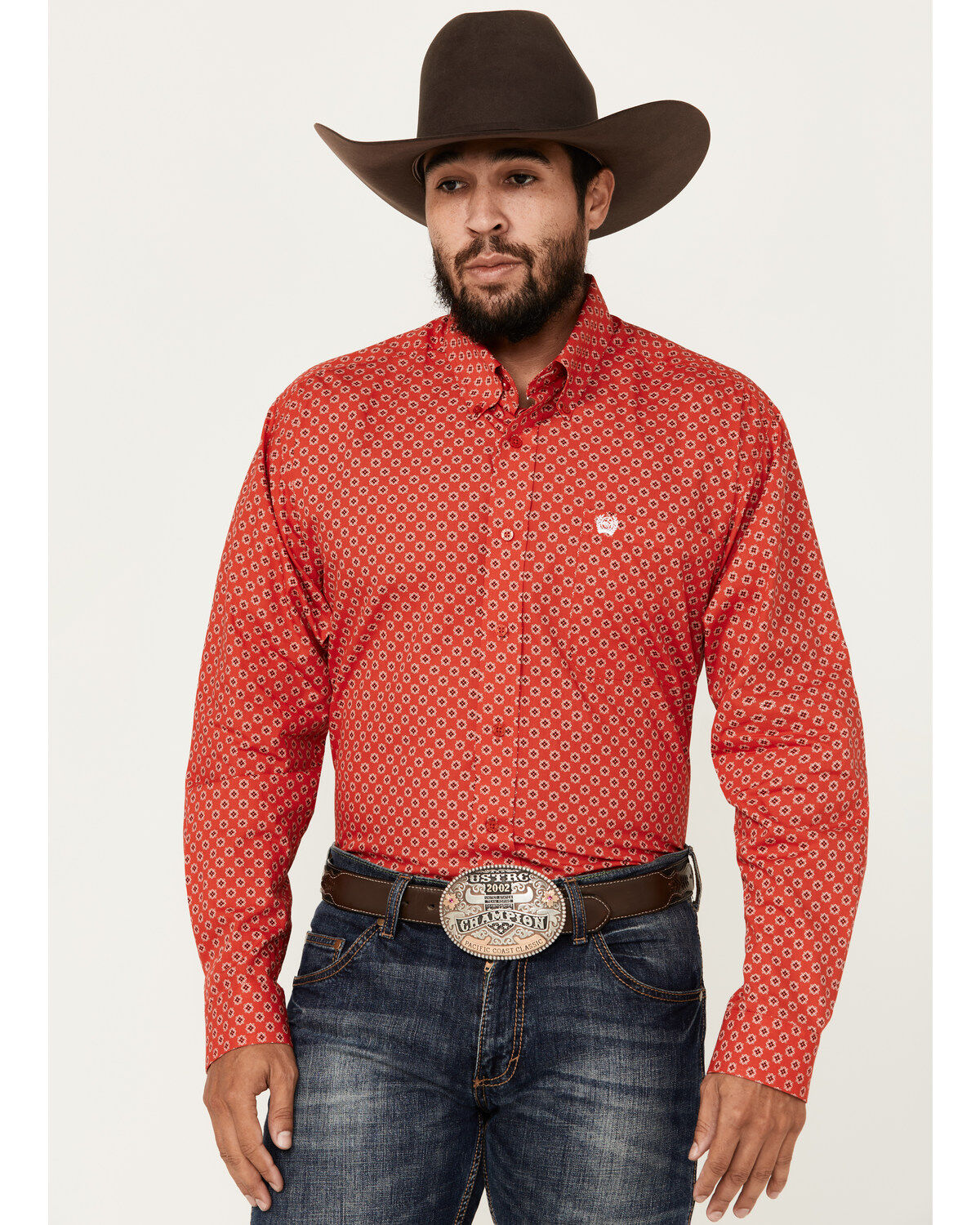Men's Cinch Geo Print Long Sleeve Button-Down Western Shirt