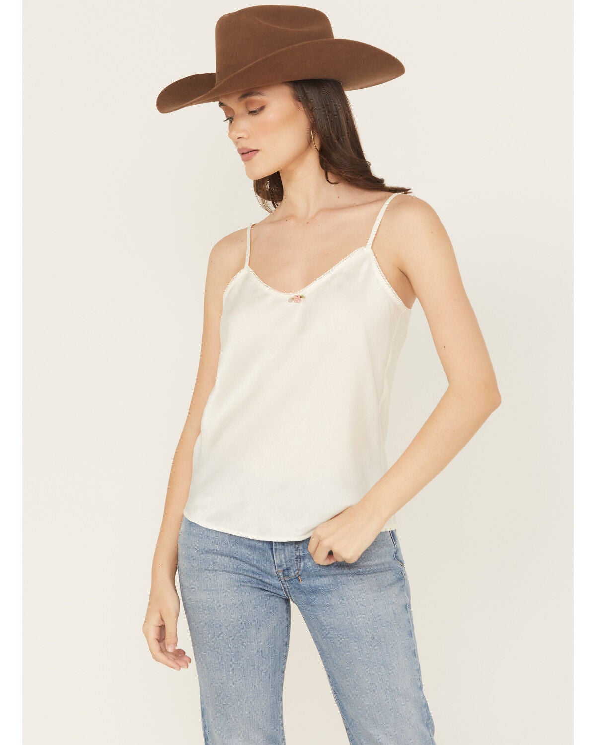 Women's Originality Solid Sleeveless Satin Cami