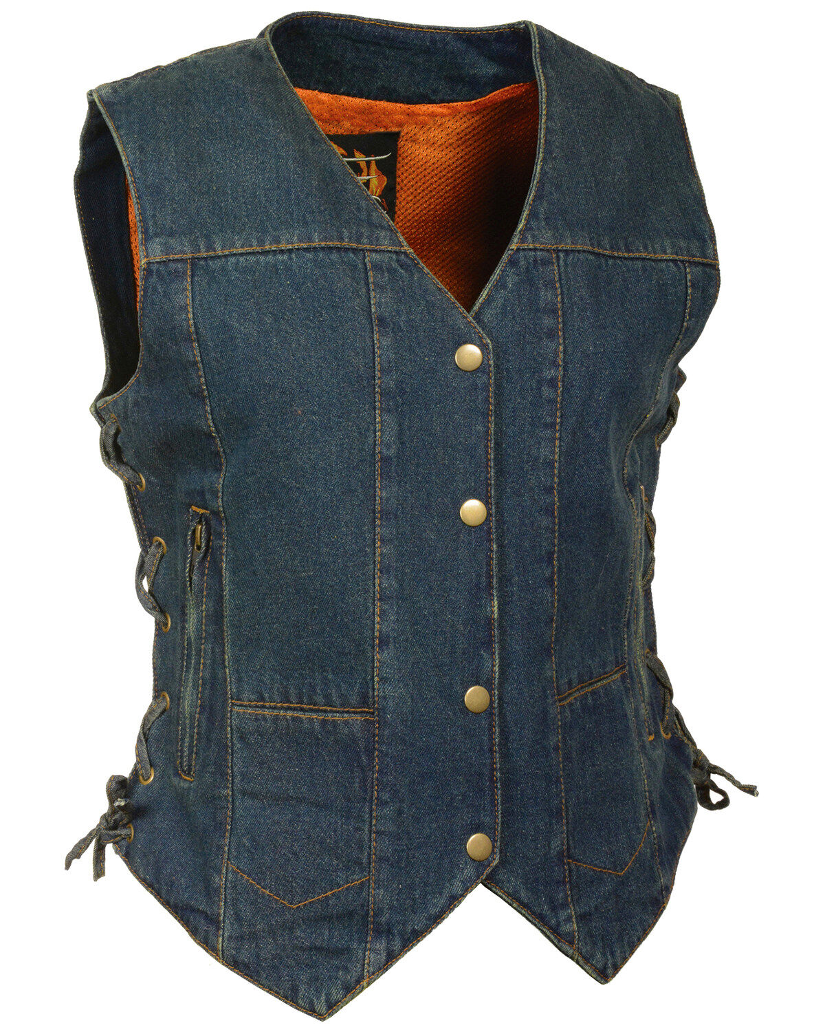 Women's Milwaukee Leather 6 Pocket Side Lace Denim Vest - 3X/4X