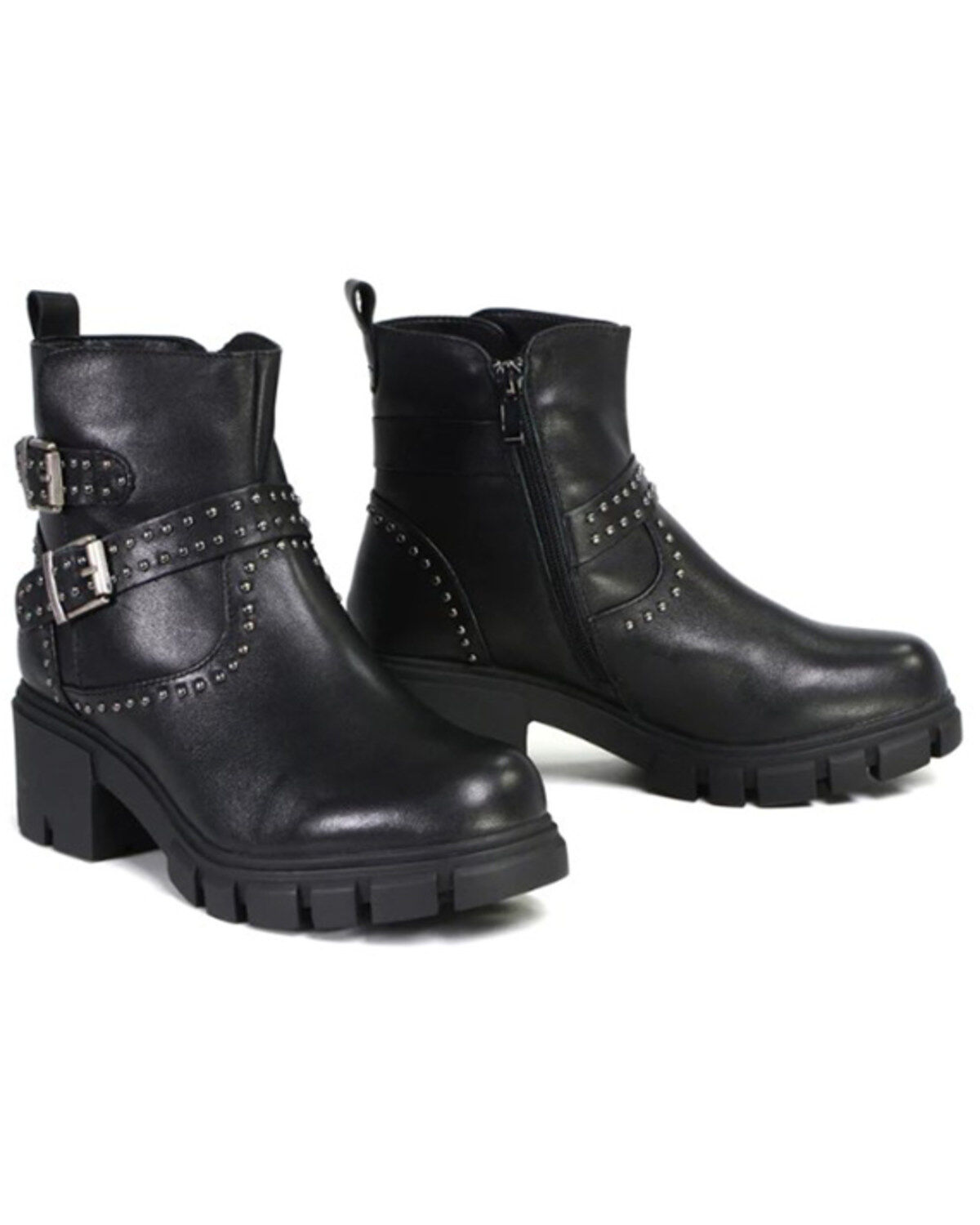 Women's Milwaukee Leather Siren Leather Studded Boots - Round Toe