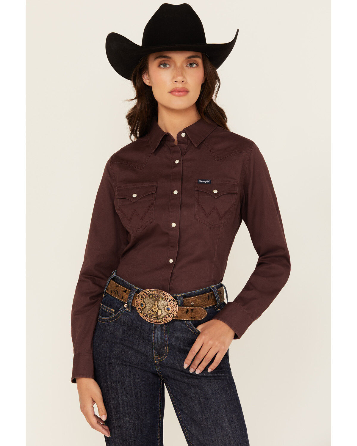 Women's Wrangler Retro Solid Long Sleeve Snap Western Shirt