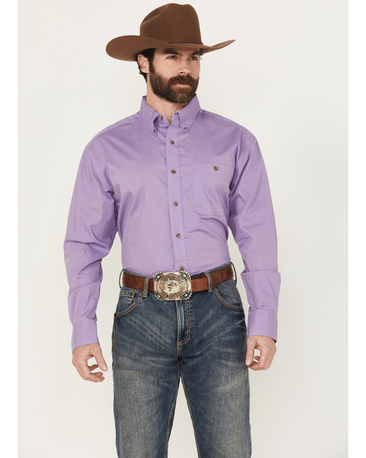 Men's Wrangler George Strait by Solid Long Sleeve Button-Down Stretch