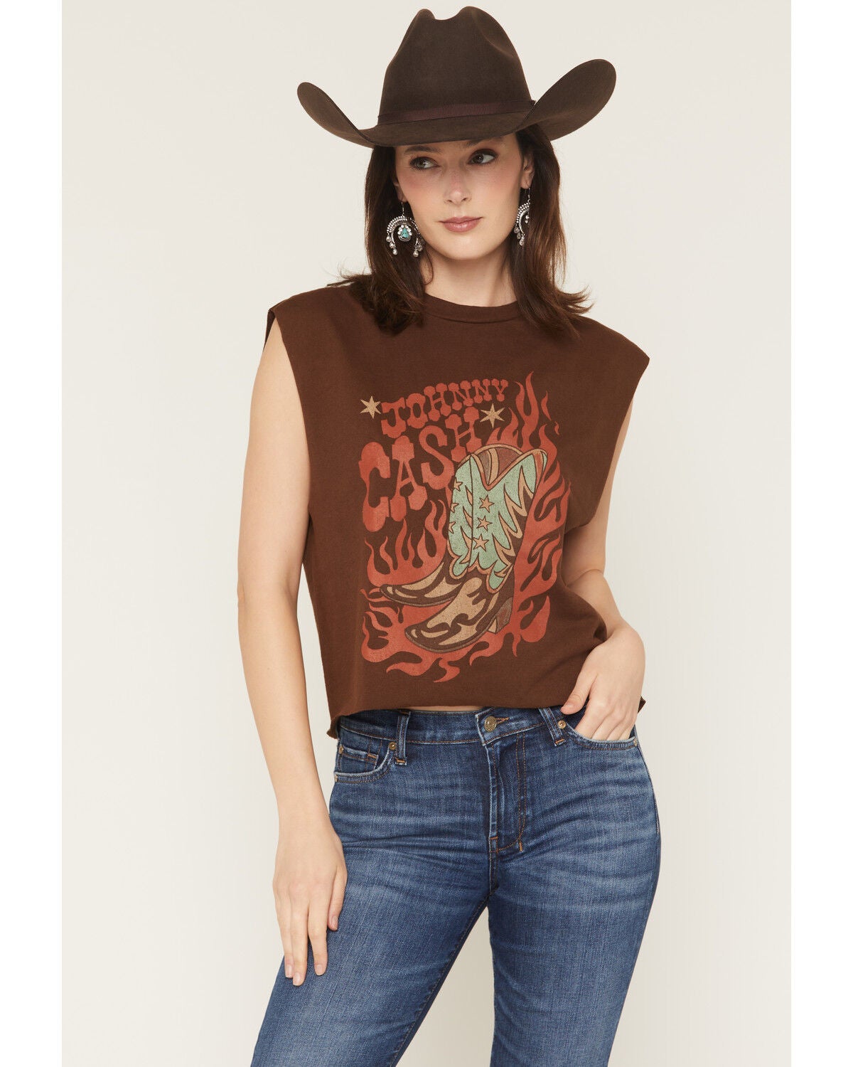 Women's Merch Traffic Johnny Cash Boot Muscle Tank