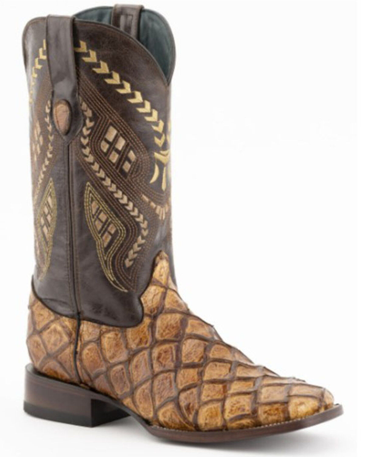 Men's Ferrini Bronco Pirarucu Print Western Boots - Broad Square Toe