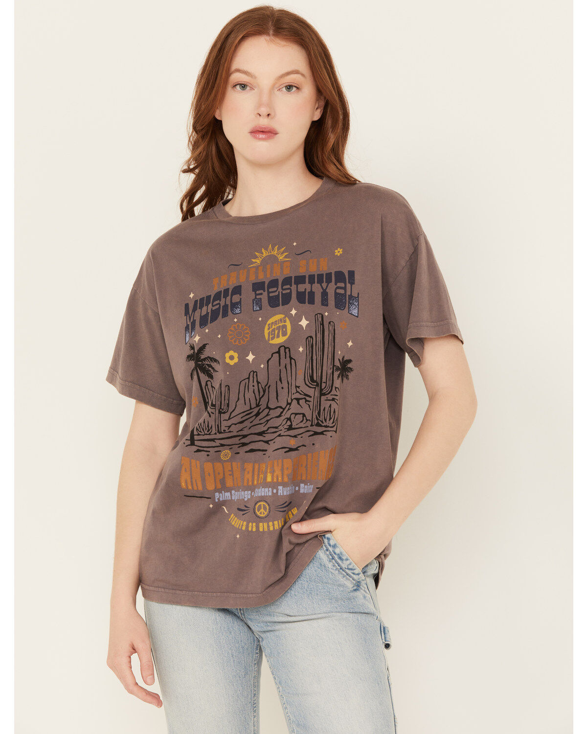 Women's Cleo + Wolf Music Festival Oversized Graphic Tee