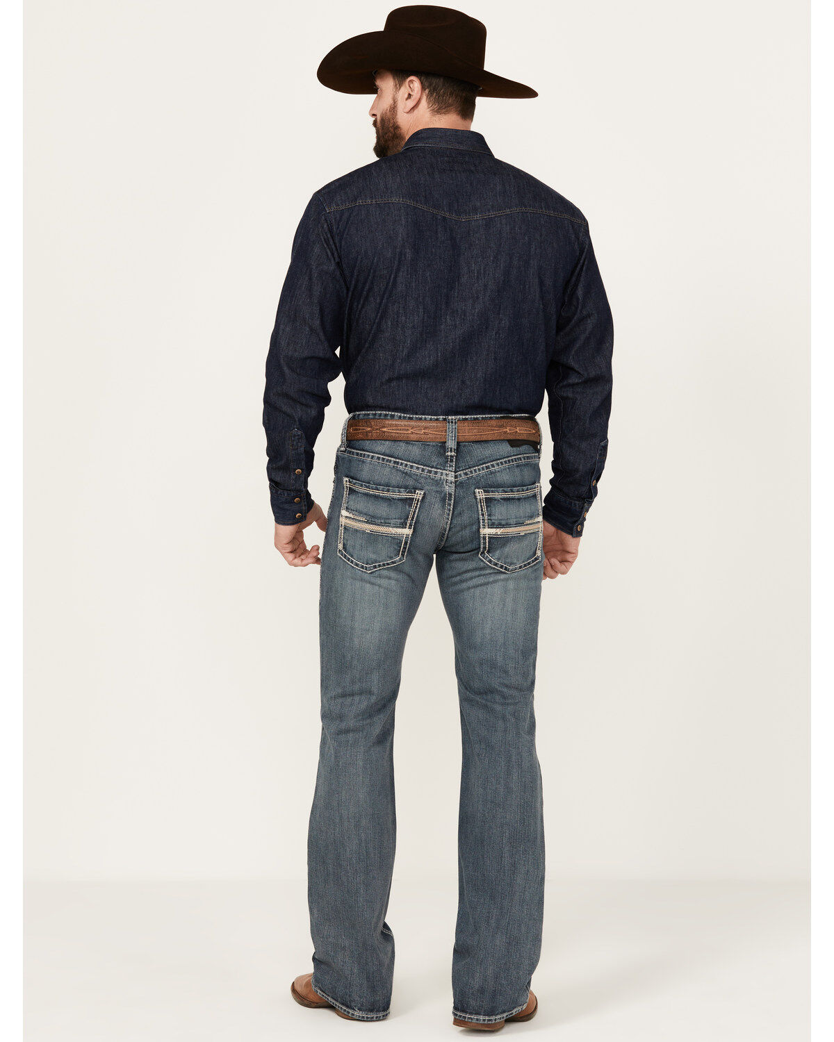 Men's Rock & Roll Denim Medium Wash Pistol Bootcut Stretch Denim Jeans
