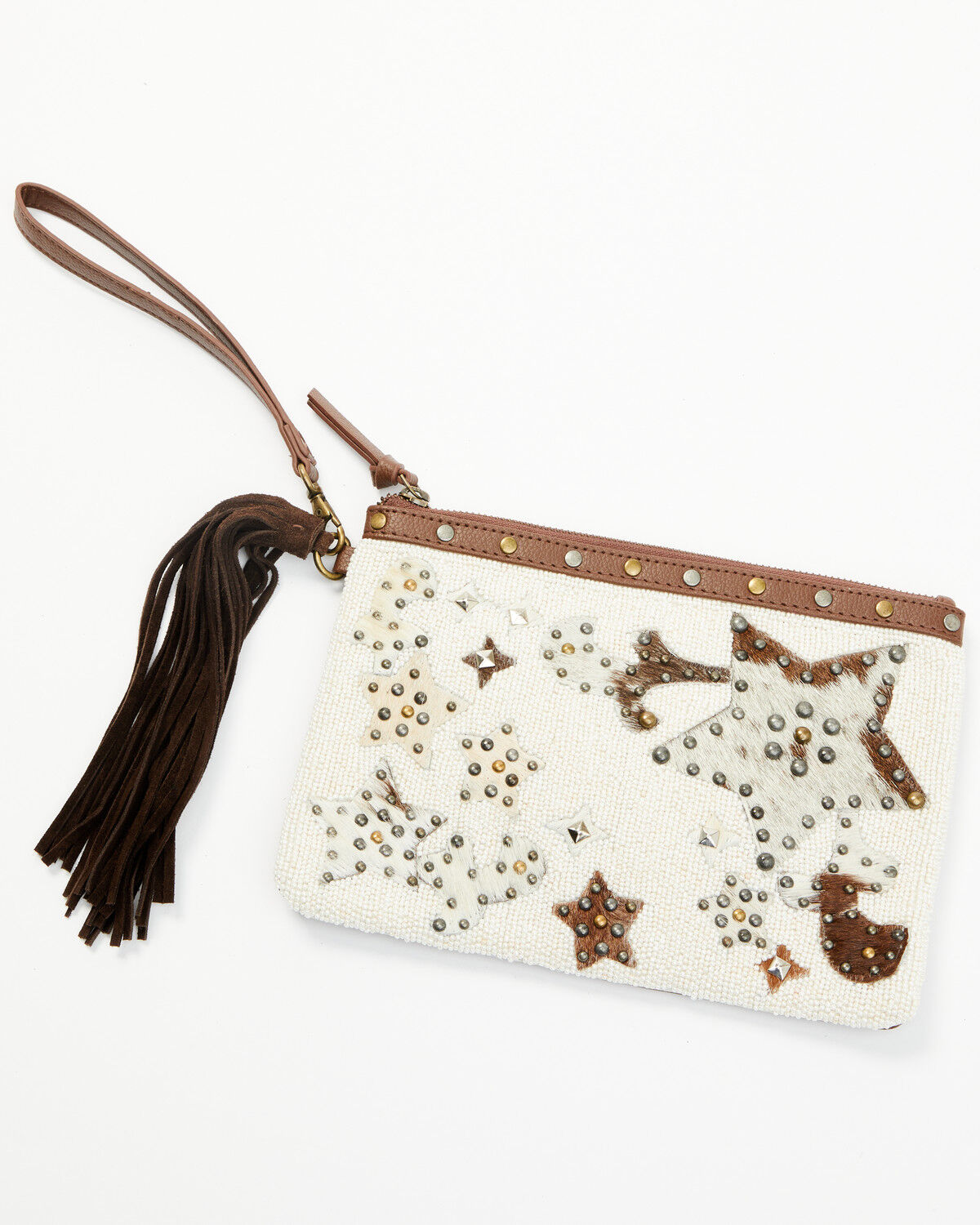 Women's Shyanne Tegan Seed Beaded Cowhide Wristlet Clutch