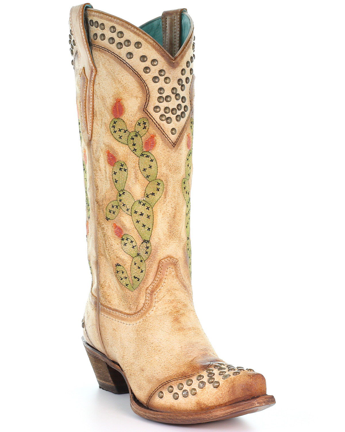 Women's Corral Saddle Cactus Embroidery Western Boots - Snip Toe