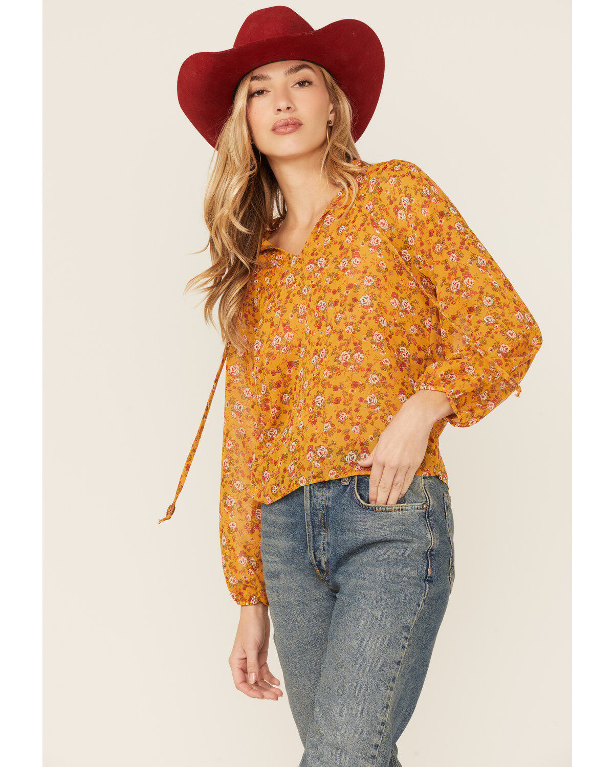 Women's Wild Moss Ruffle Neck Peasant Blouse