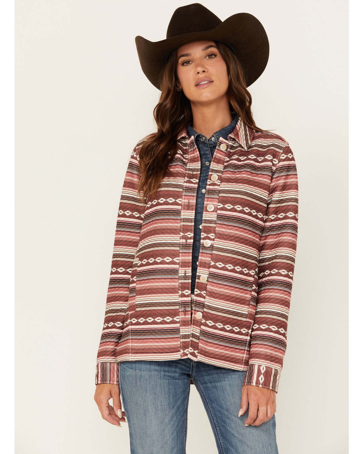 Women's Shyanne Southwestern Print Zig Zag Quilted Shacket