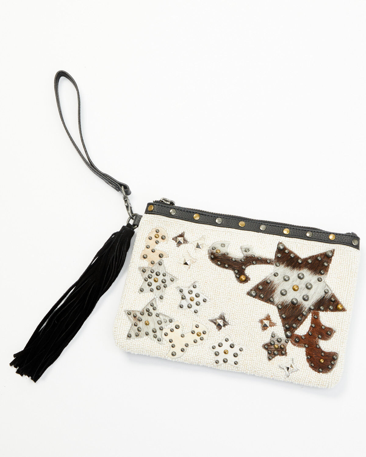 Women's Shyanne Tegan Seed Beaded Cowhide Wristlet Clutch