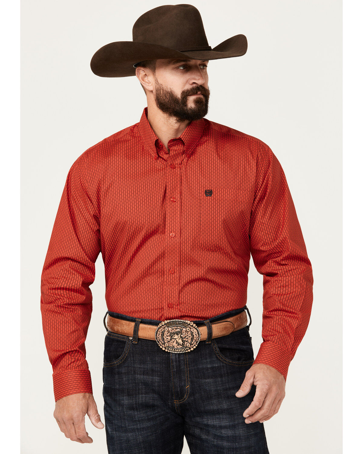 Men's Cinch Geo Print Long Sleeve Button-Down Stretch Western Shirt