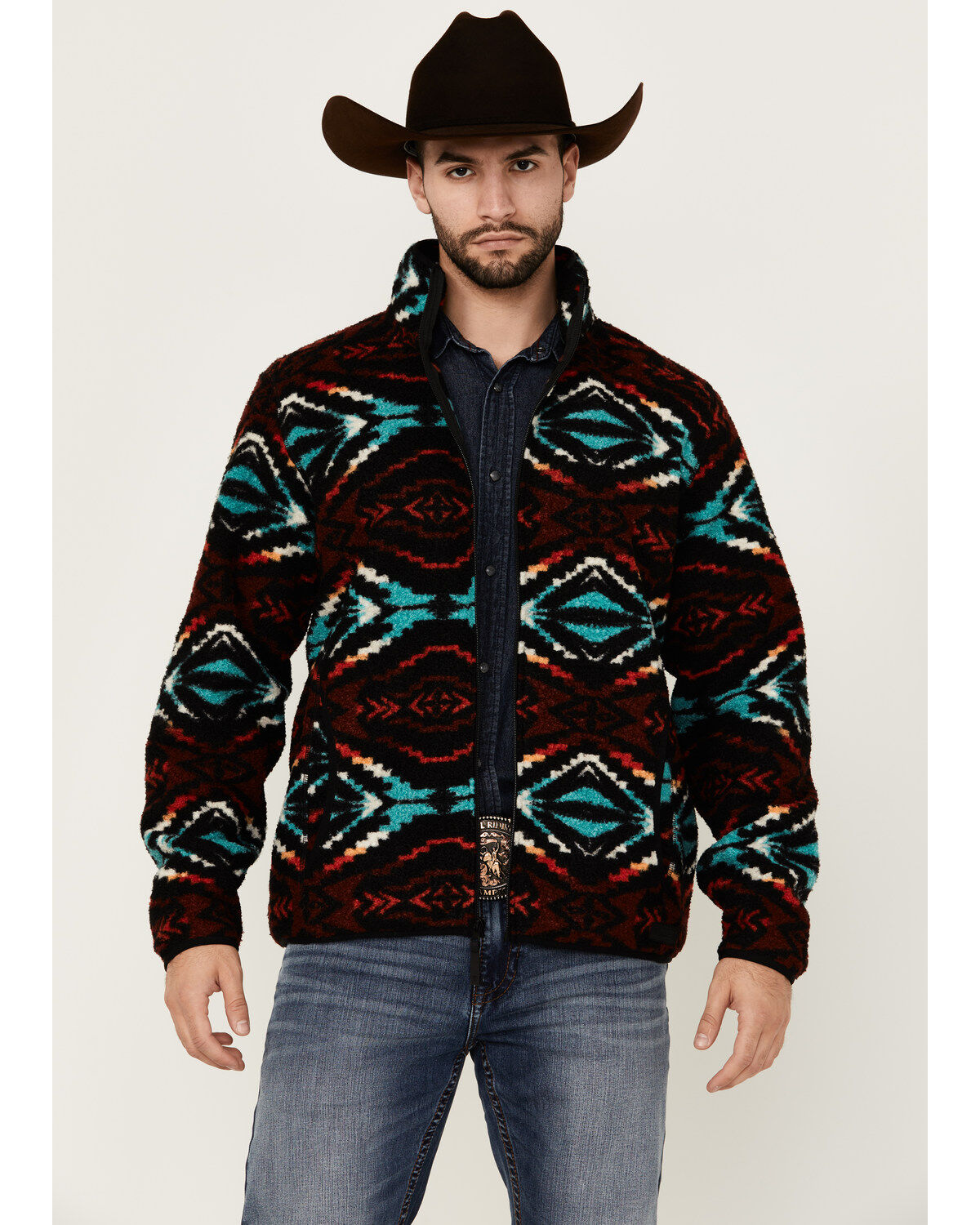 Men's Rock & Roll Denim Southwestern Print Jacket