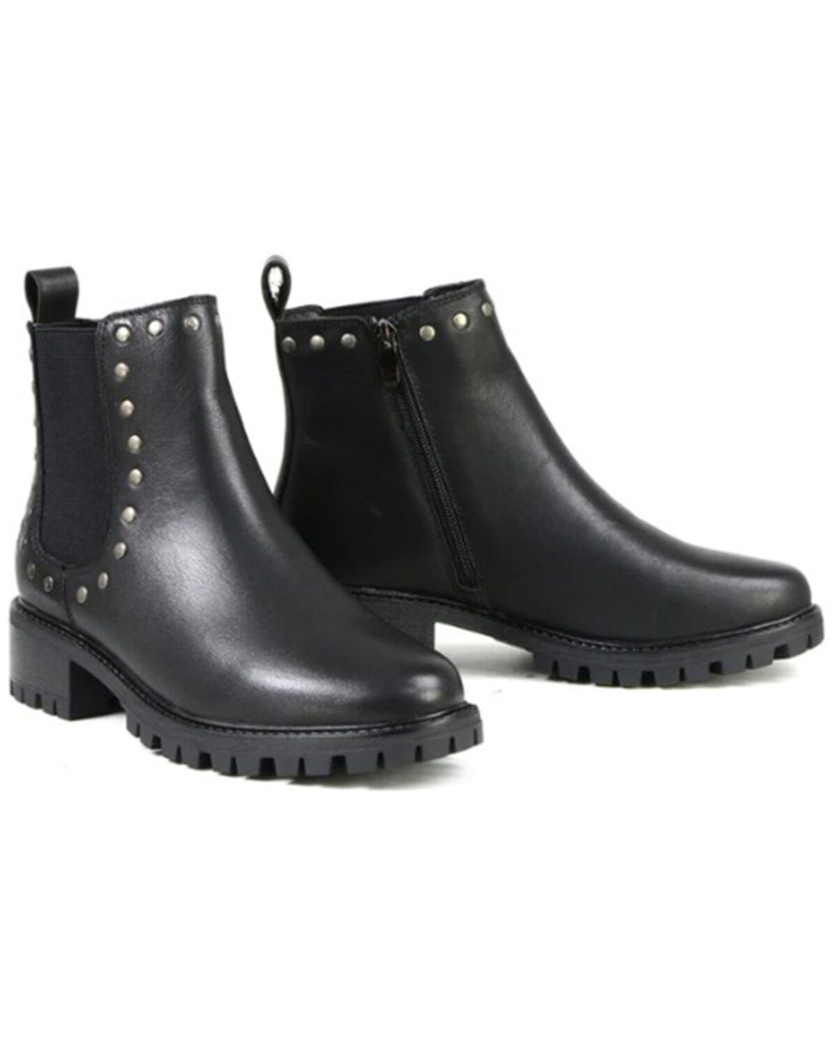 Women's Milwaukee Leather Studded Leather Ankle Booties - Round Toe
