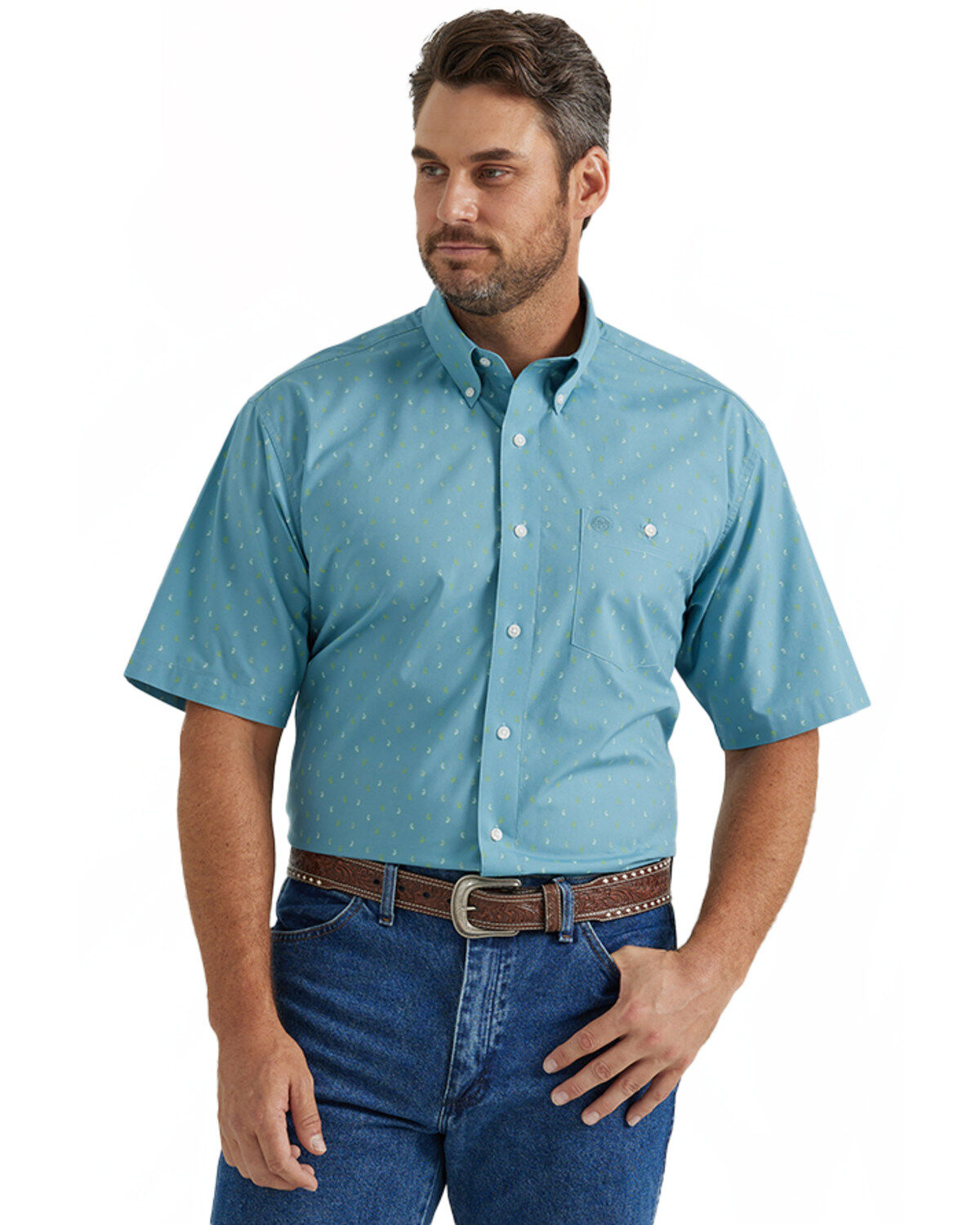 Men's Wrangler Classic Paisley Print Short Sleeve Button-Down Western