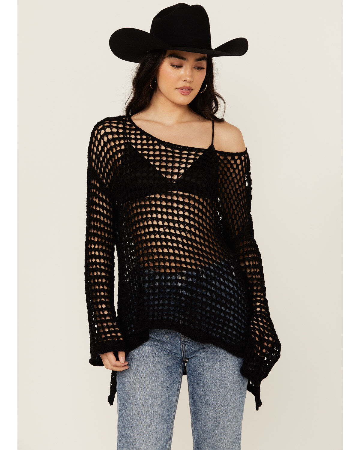 Women's POL Open Crochet Sweater