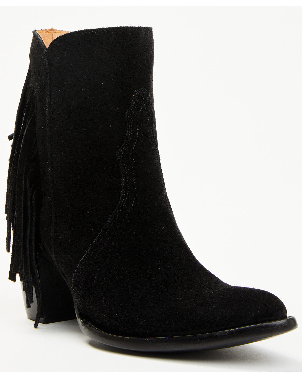 Women's Lucchese Maypop Fringe Side Zip-Up Booties - Round Toe