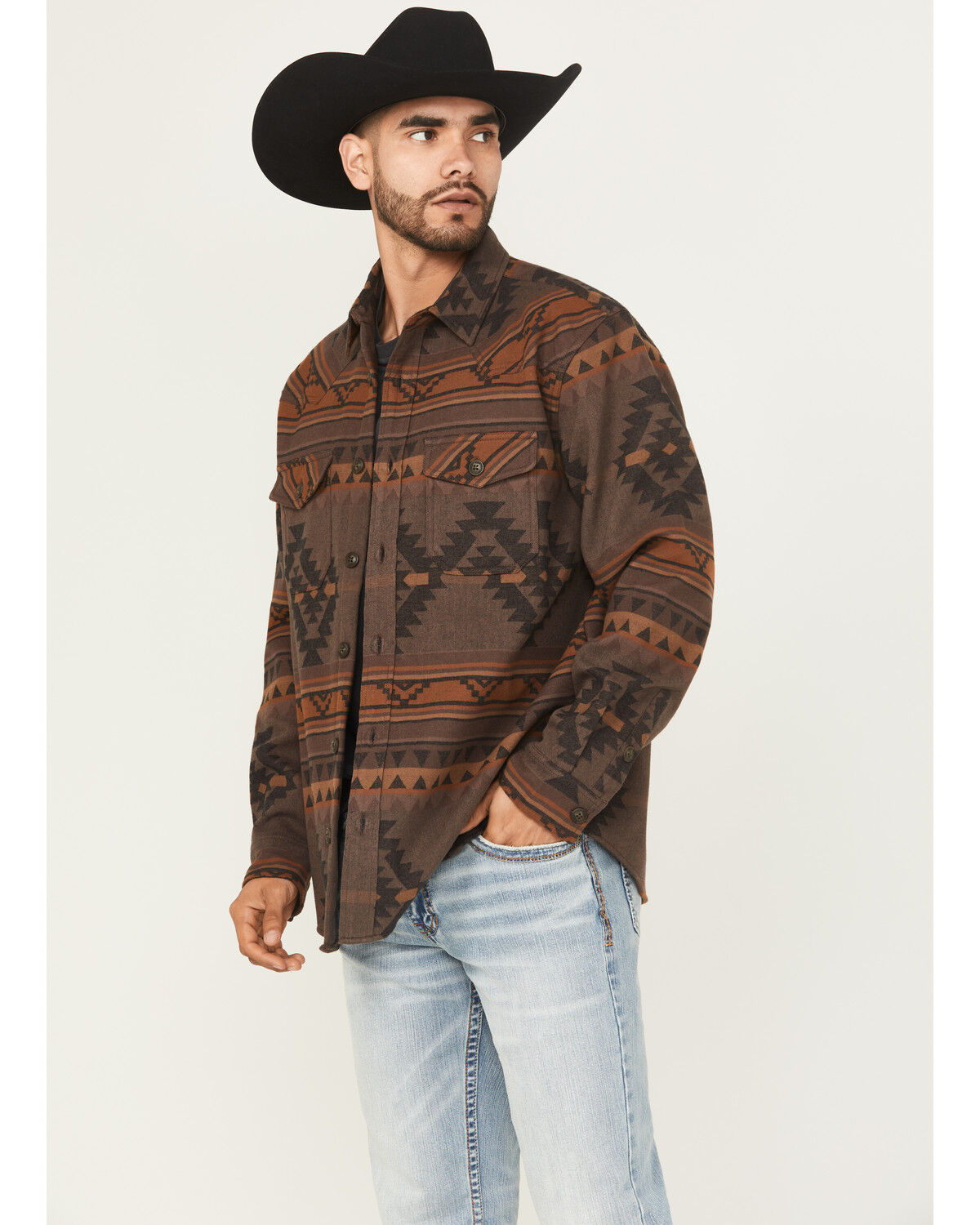 Men's Cody James Rosewell Southwestern Print Fleece Lined Shirt Jacket