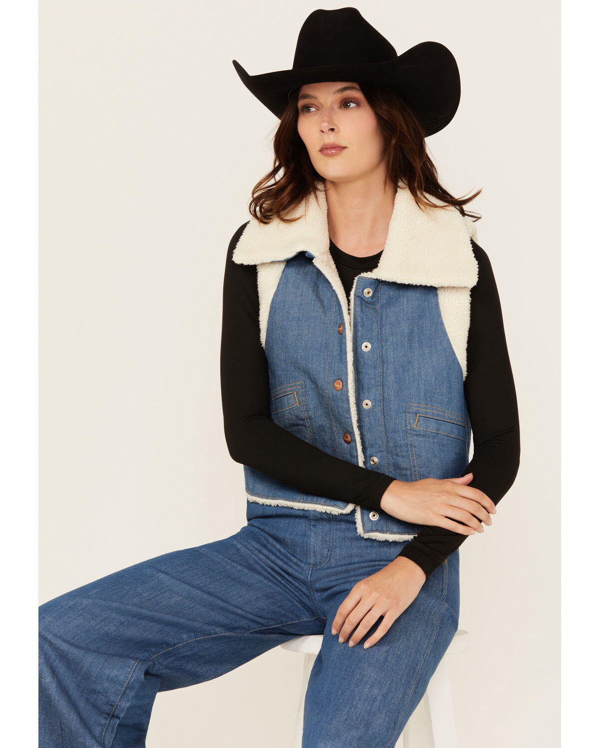 Women's Wrangler Sherpa Lined Denim Vest