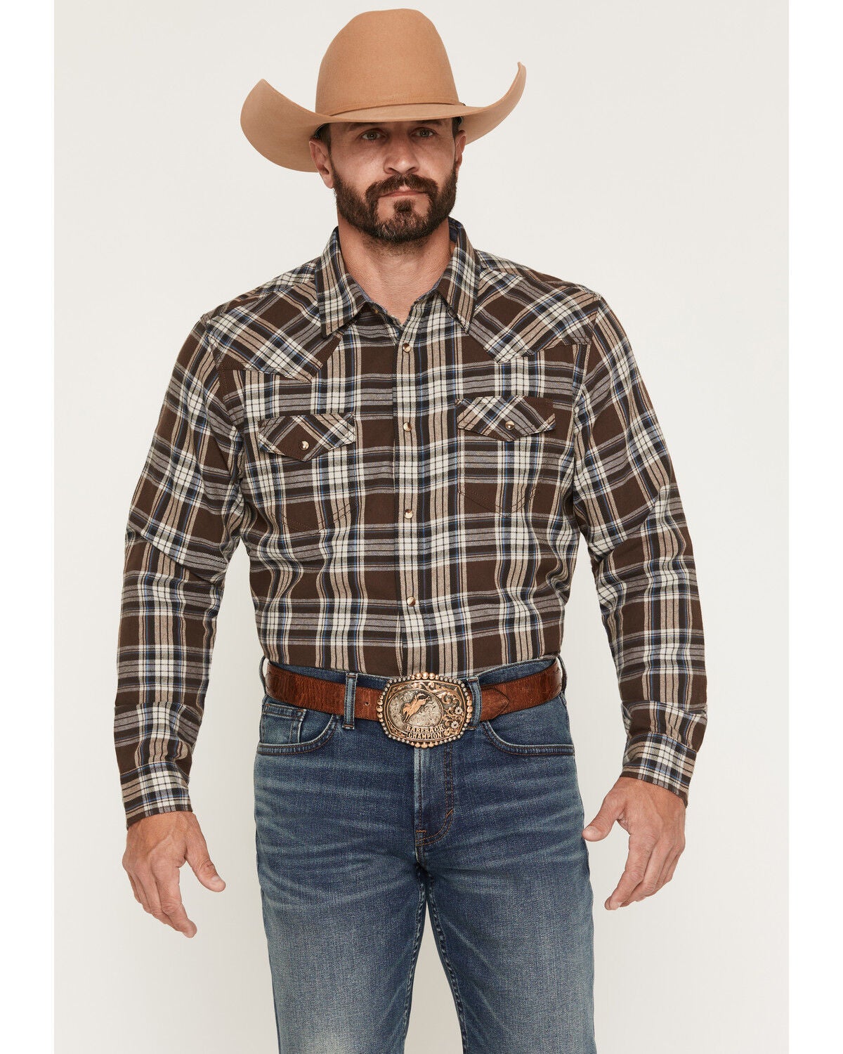 Men's Cody James Mud Pit Plaid Print Long Sleeve Snap Flannel Shirt
