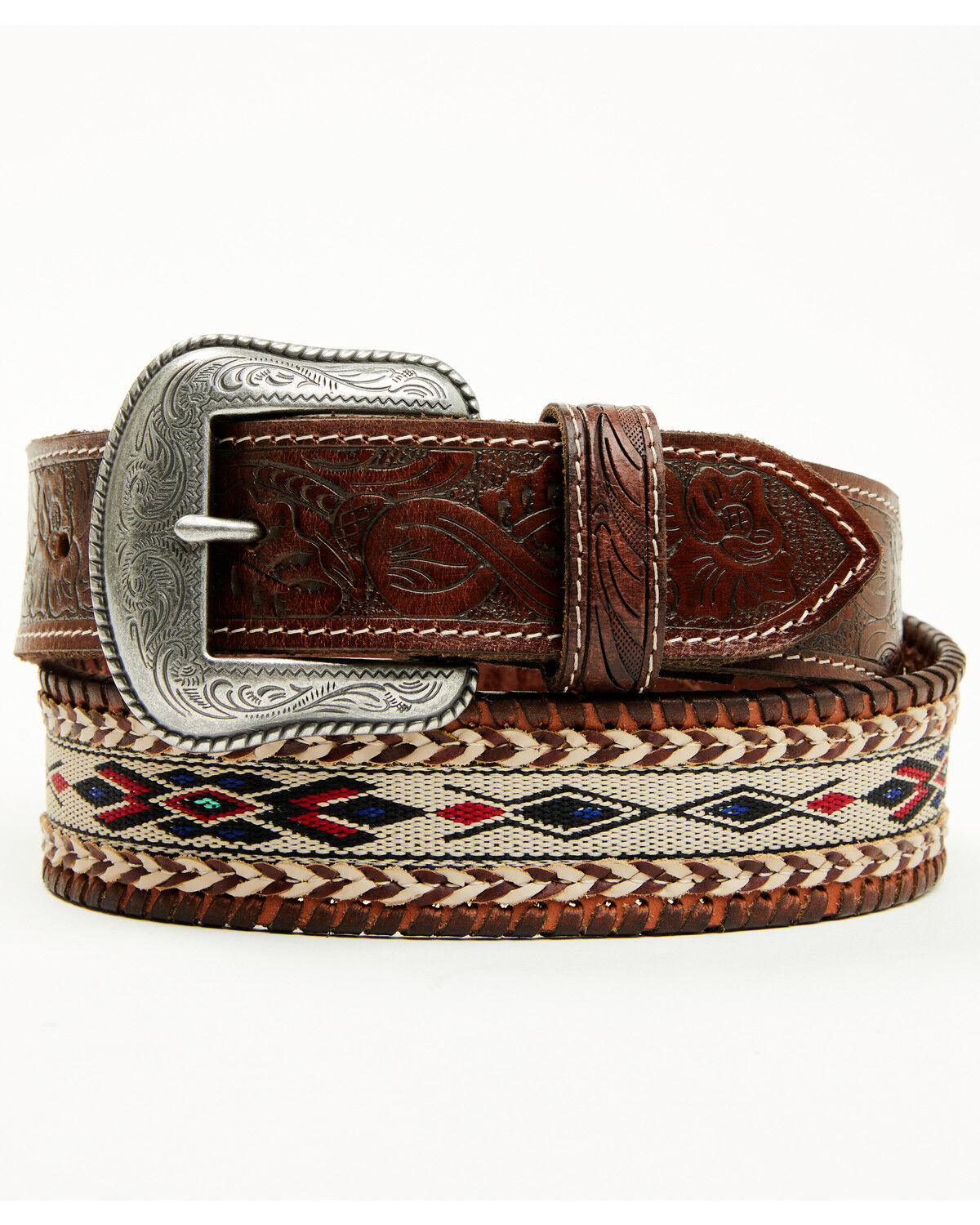 Men's Cody James Oakland Cross-Stitched Western Belt