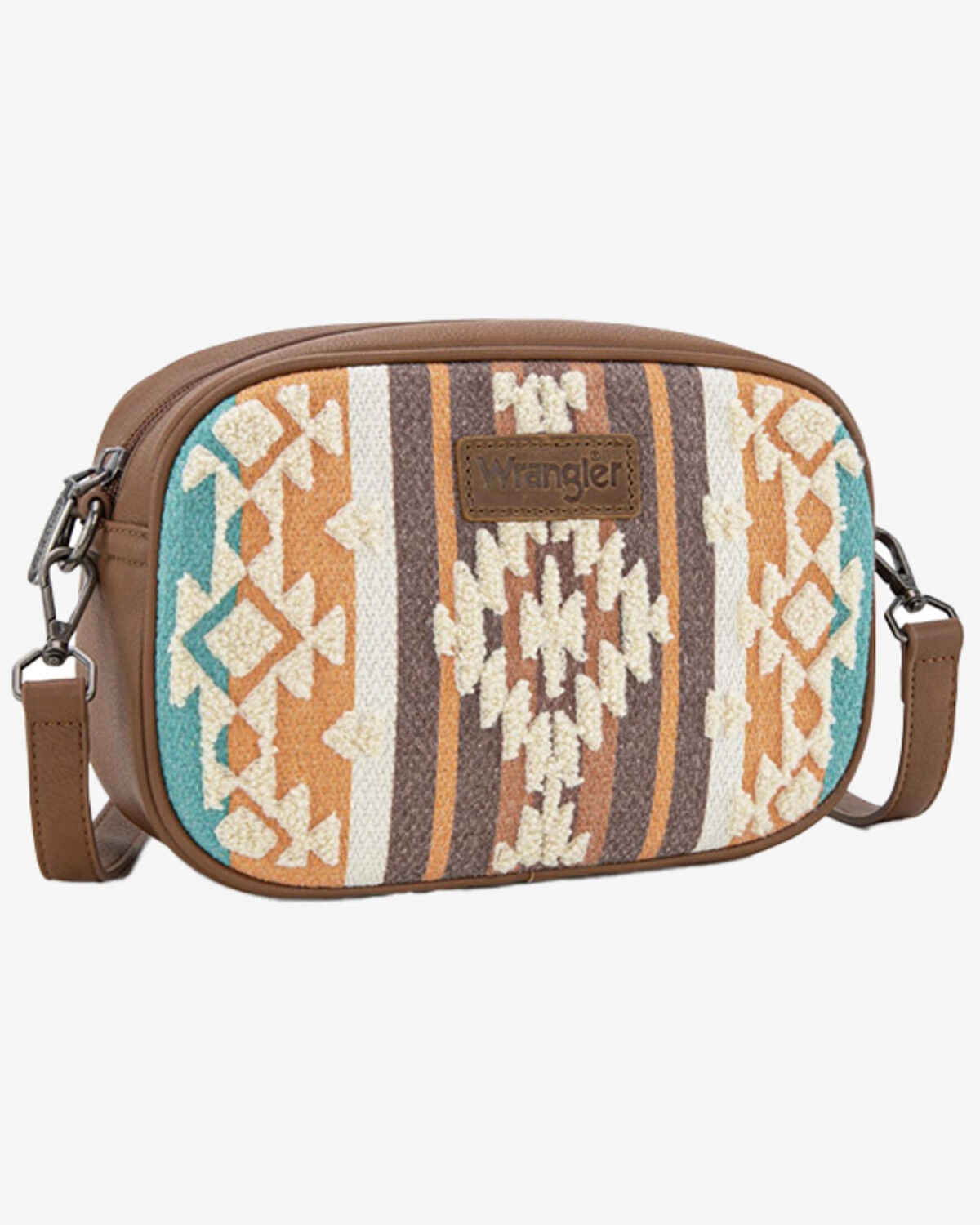 Women's Wrangler Sherpa Southwestern Print Canvas Crossbody Bag