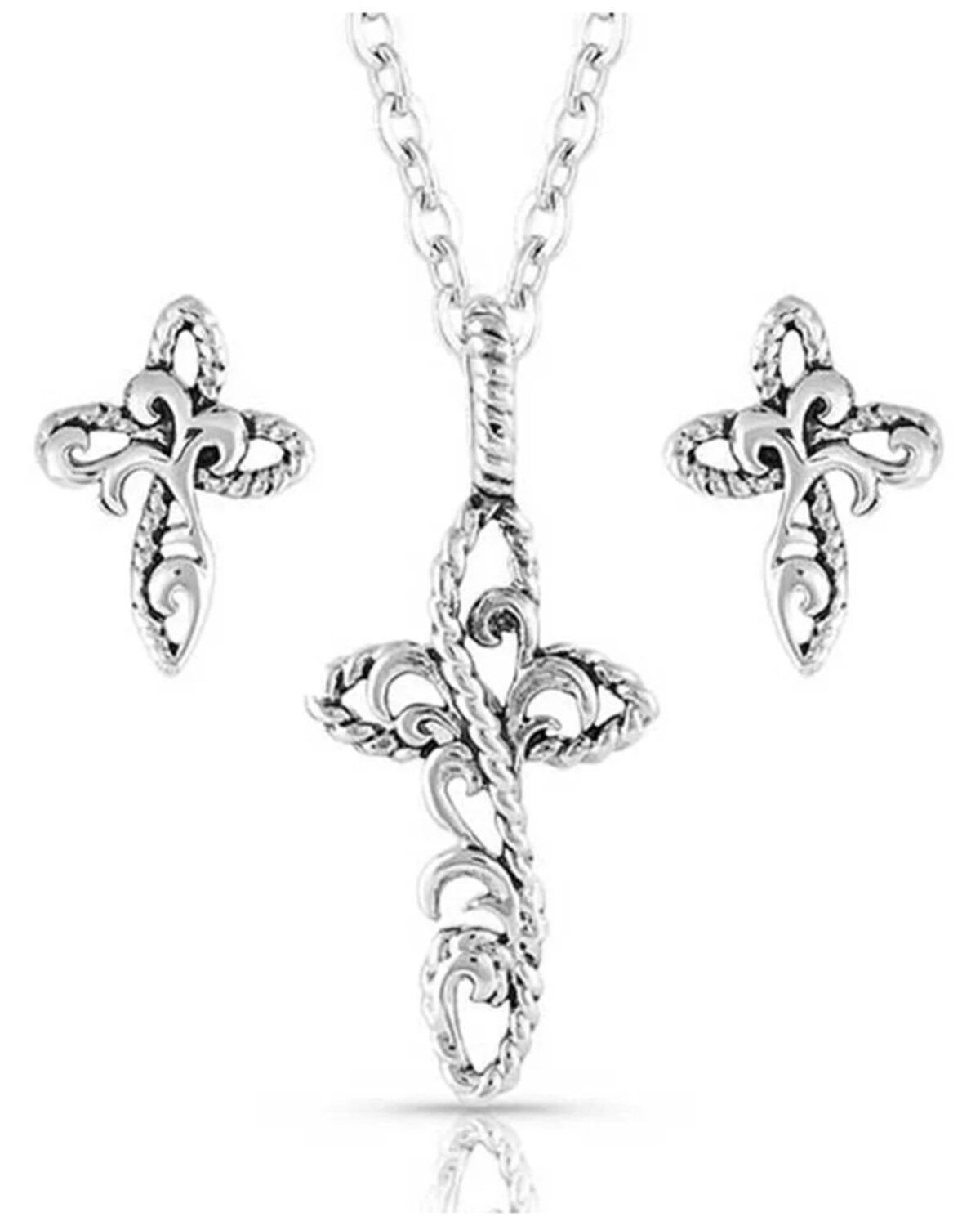 Women's Montana Silversmiths Hold Steady Faith Cross Jewelry Set - 2 P