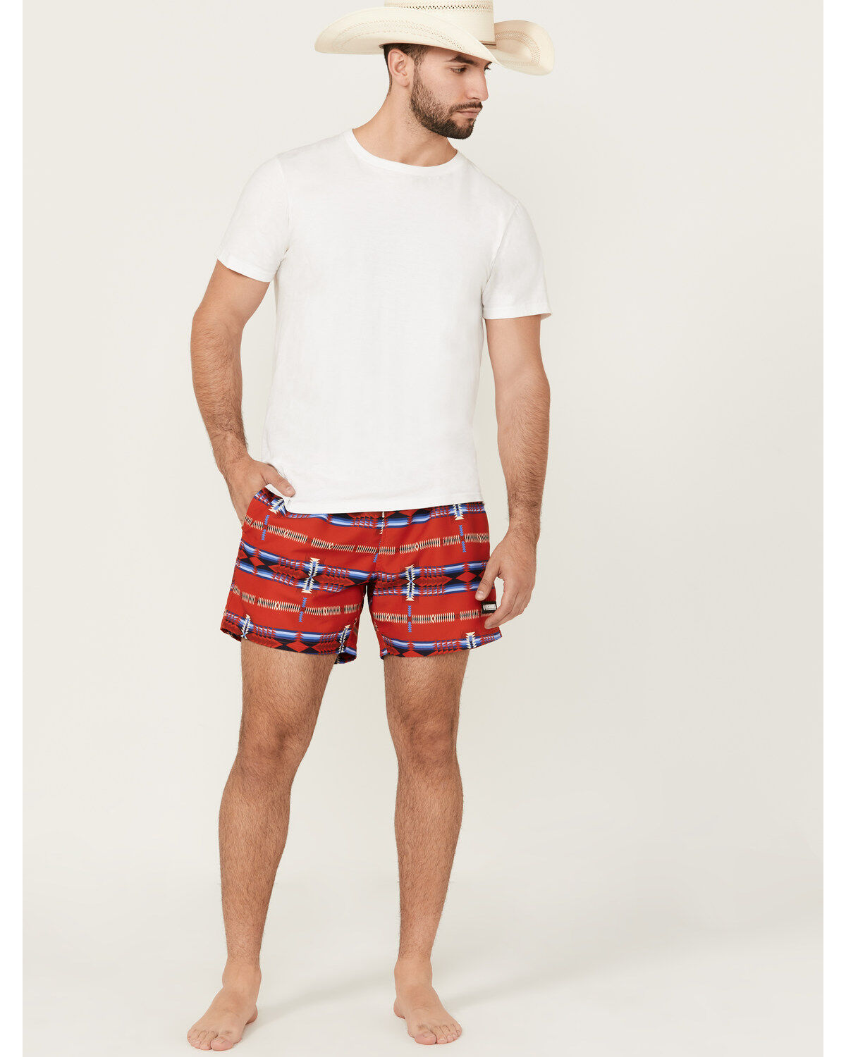 Men's Rock & Roll Denim Southwestern Print Stretch Volley Shorts