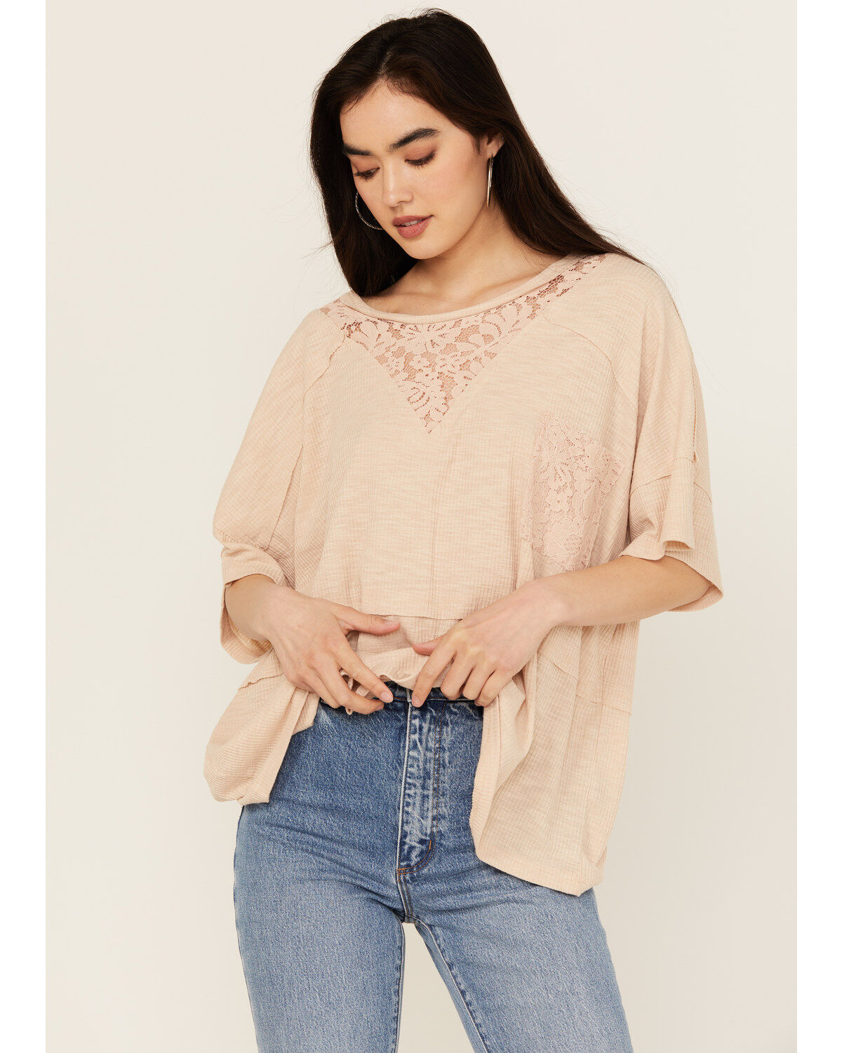 Women's People of Leisure Lace Short Sleeve Shirt