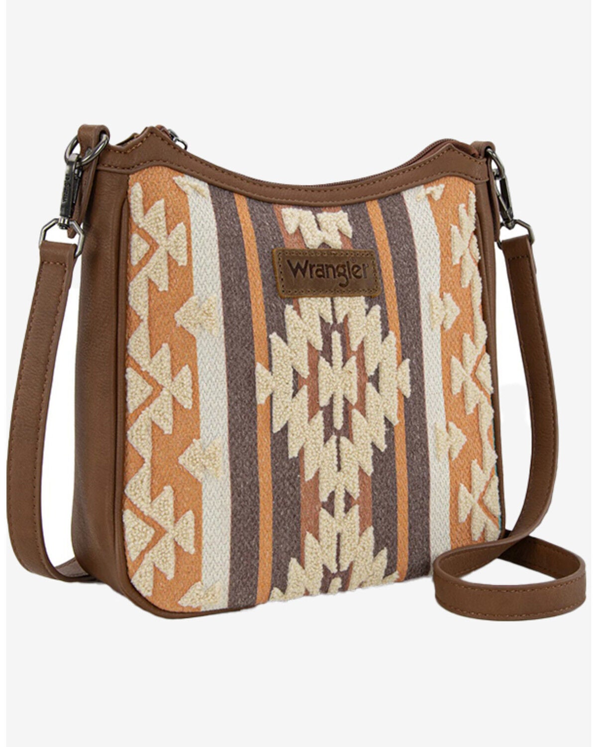 Women's Wrangler Sherpa Southwestern Print Canvas Crossbody Bag