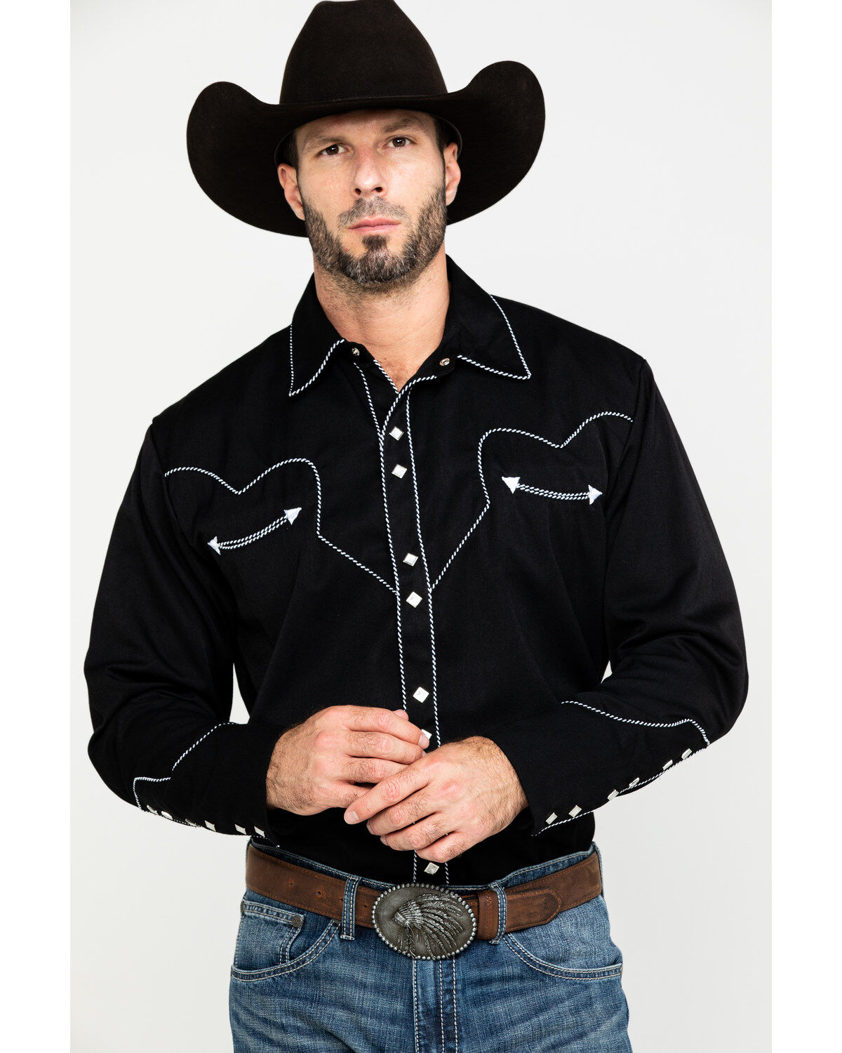 Men's Scully Embroidered Long Sleeve Snap Western Shirt