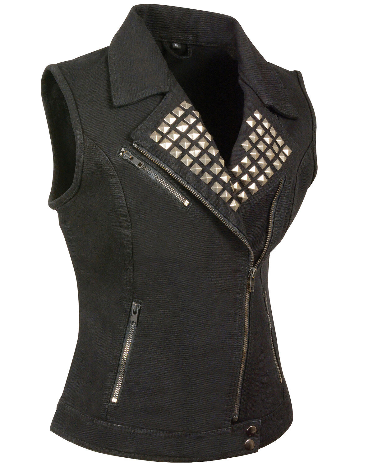 Women's Milwaukee Leather Studded Zip Front Denim Vest - 5X