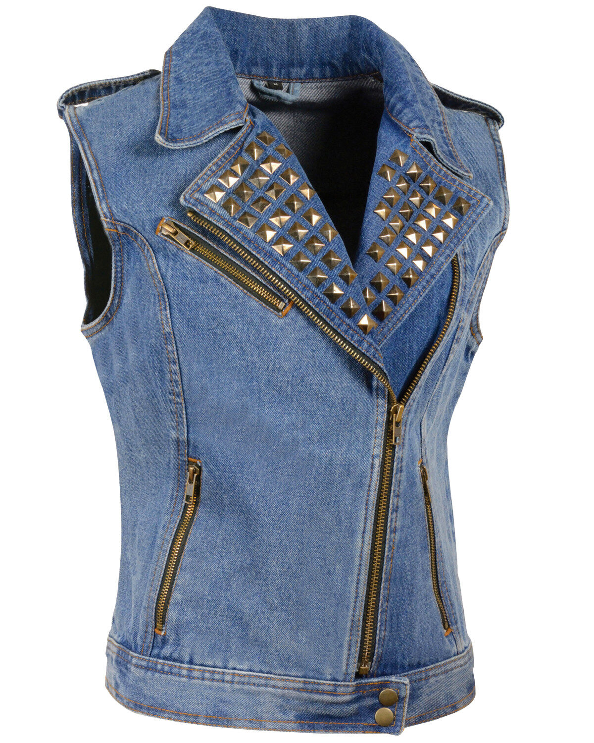 Women's Milwaukee Leather Studded Zip Front Denim Vest - 5X