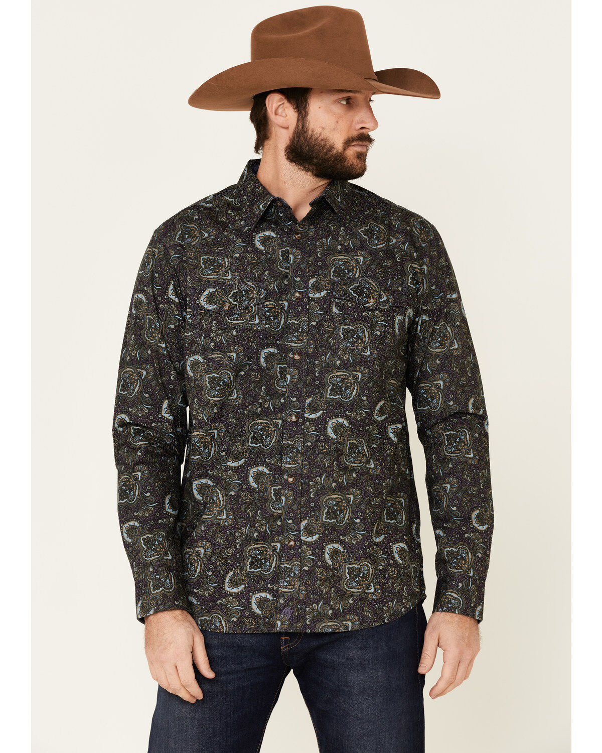 Men's Moonshine Spirit Legacy Large Paisley Print Long Sleeve Western