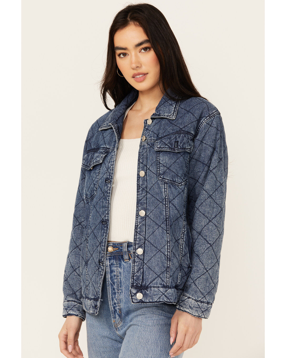 Women's Revel Diamond Stitched Denim Jacket