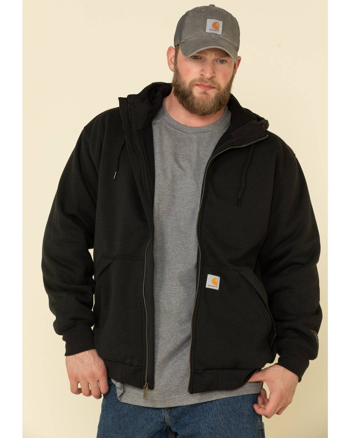 Men's Carhartt Rain Defender Thermal Lined Zip Work Hooded Sweatshirt