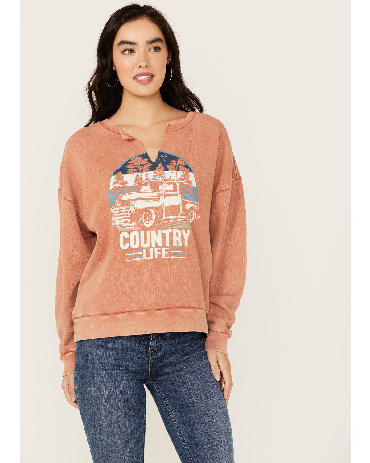 Women's Cleo + Wolf Country Life Wash Graphic Sweatshirt