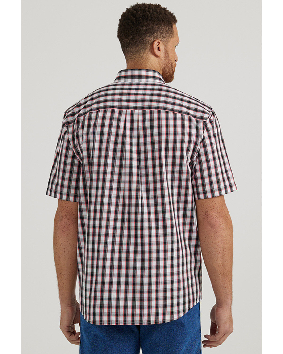 Men's Wrangler Classic Plaid Print Short Sleeve Button-Down Western Sh