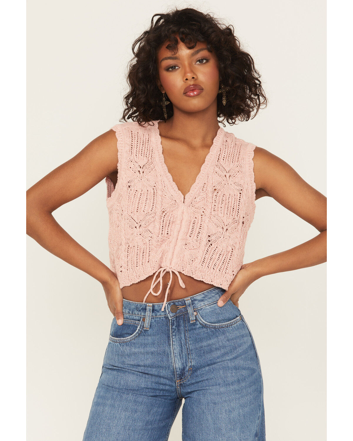 Women's Shyanne Metallic Cinch-Front Sweater Tank