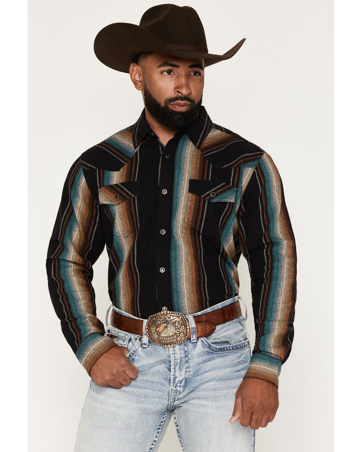 Men's Cody James Yelapa Stripe Print Long Sleeve Snap Flannel Shirt