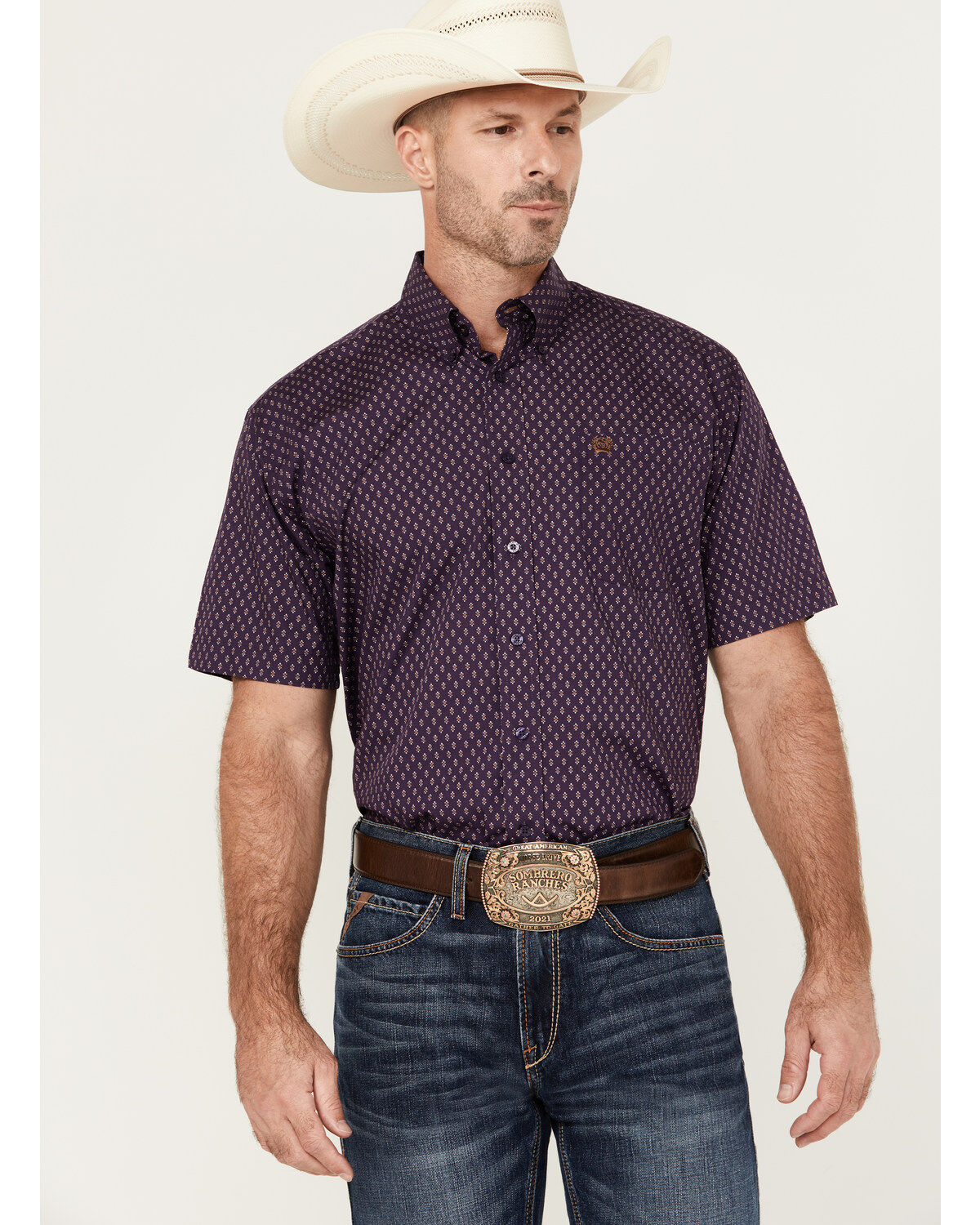 Men's Cinch Geo Print Short Sleeve Button-Down Western Shirt