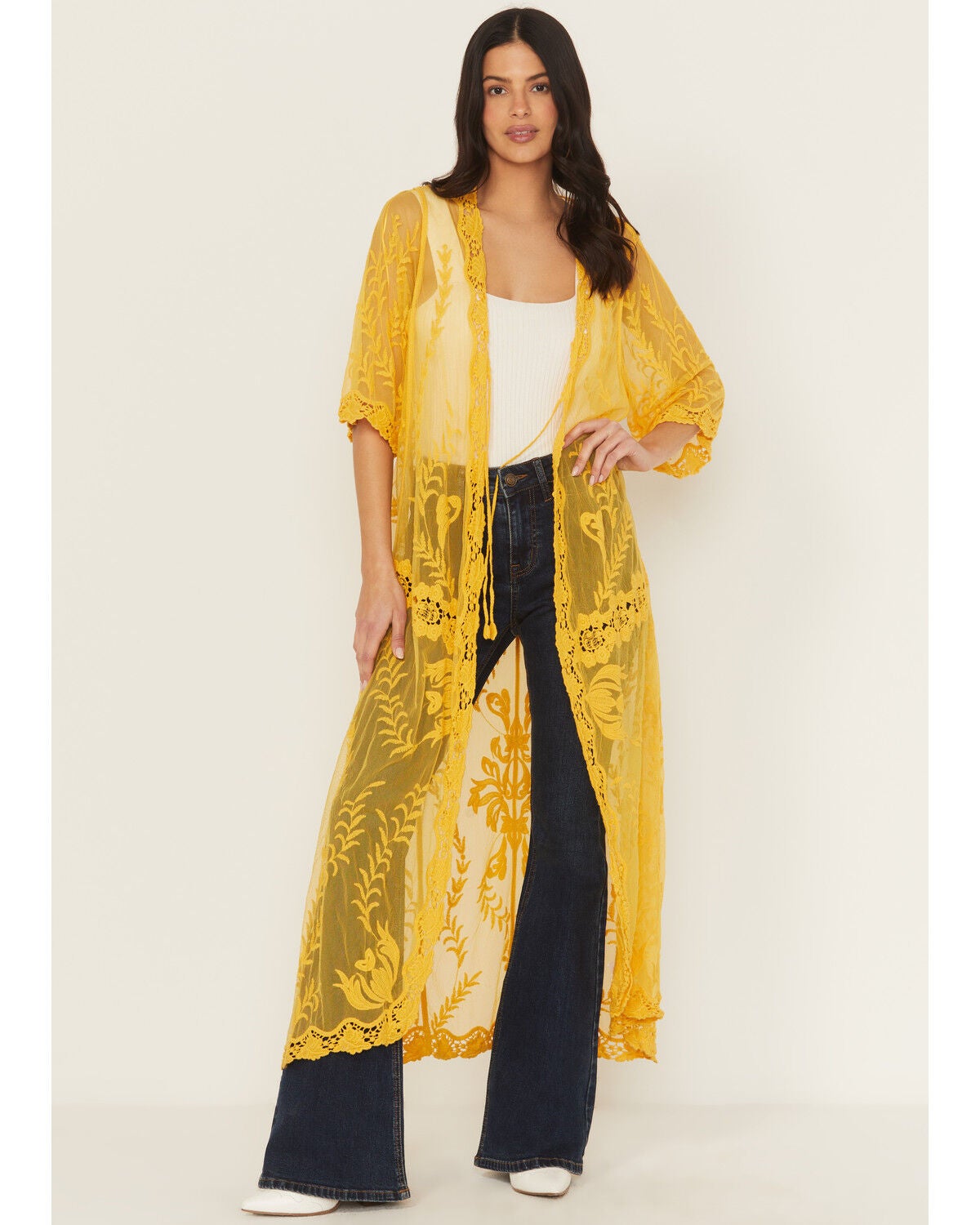 Women's Shyanne Embroidered Mesh Kimono