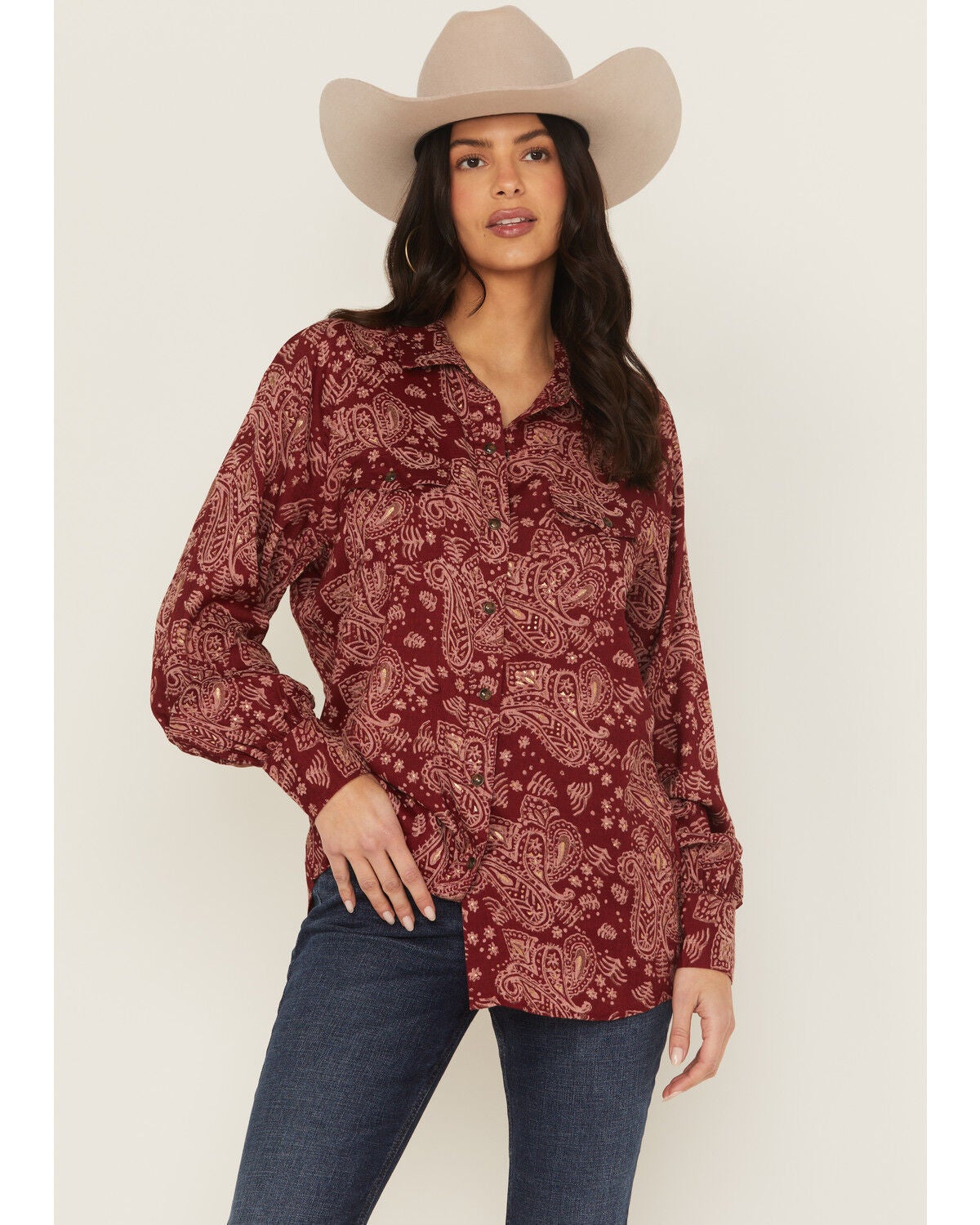 Women's Ariat Paisley Print Long Sleeve Snap Stretch Western Shirt