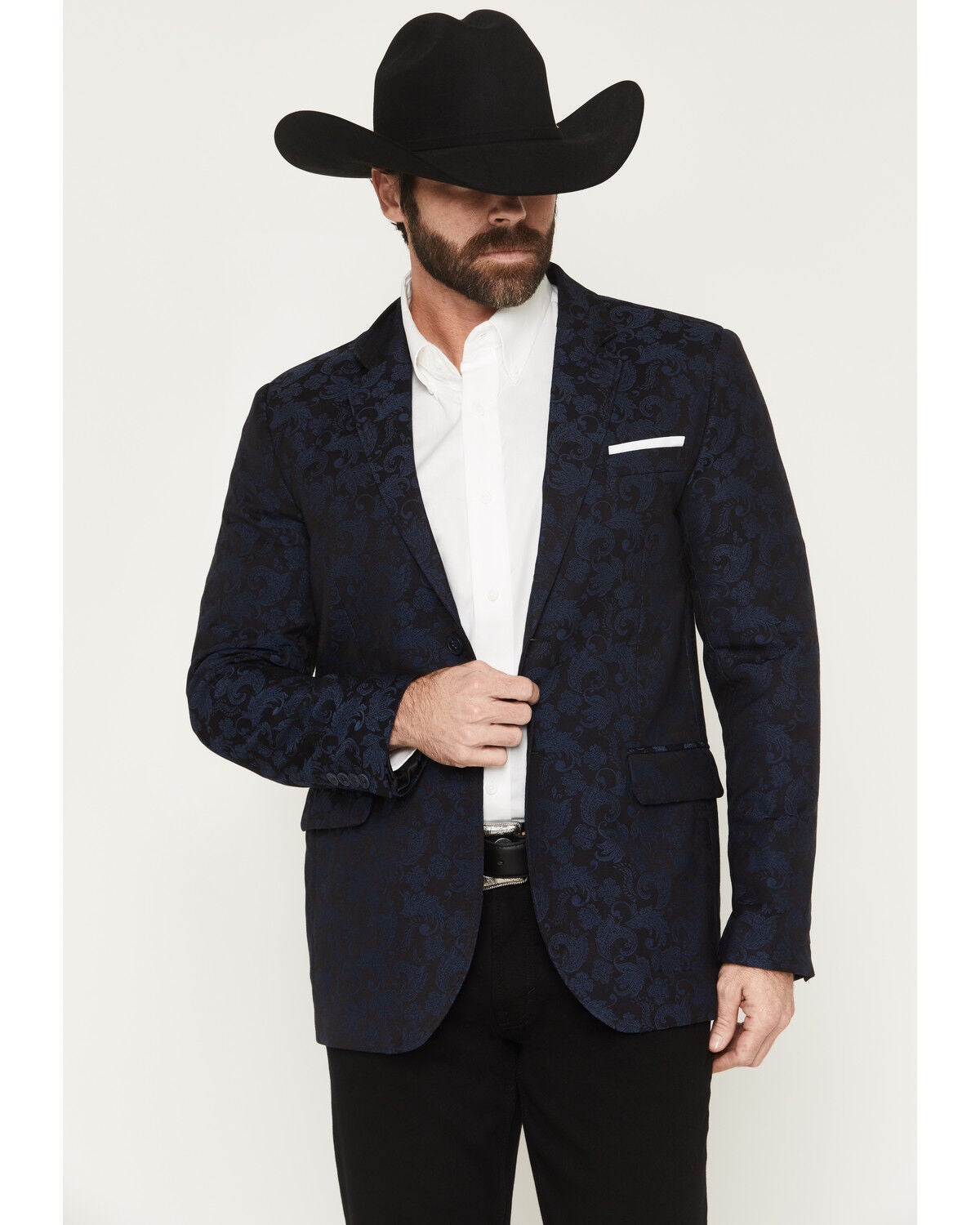 Men's Rock & Roll Denim Paisley Jacquard Modern Fit Sportcoat