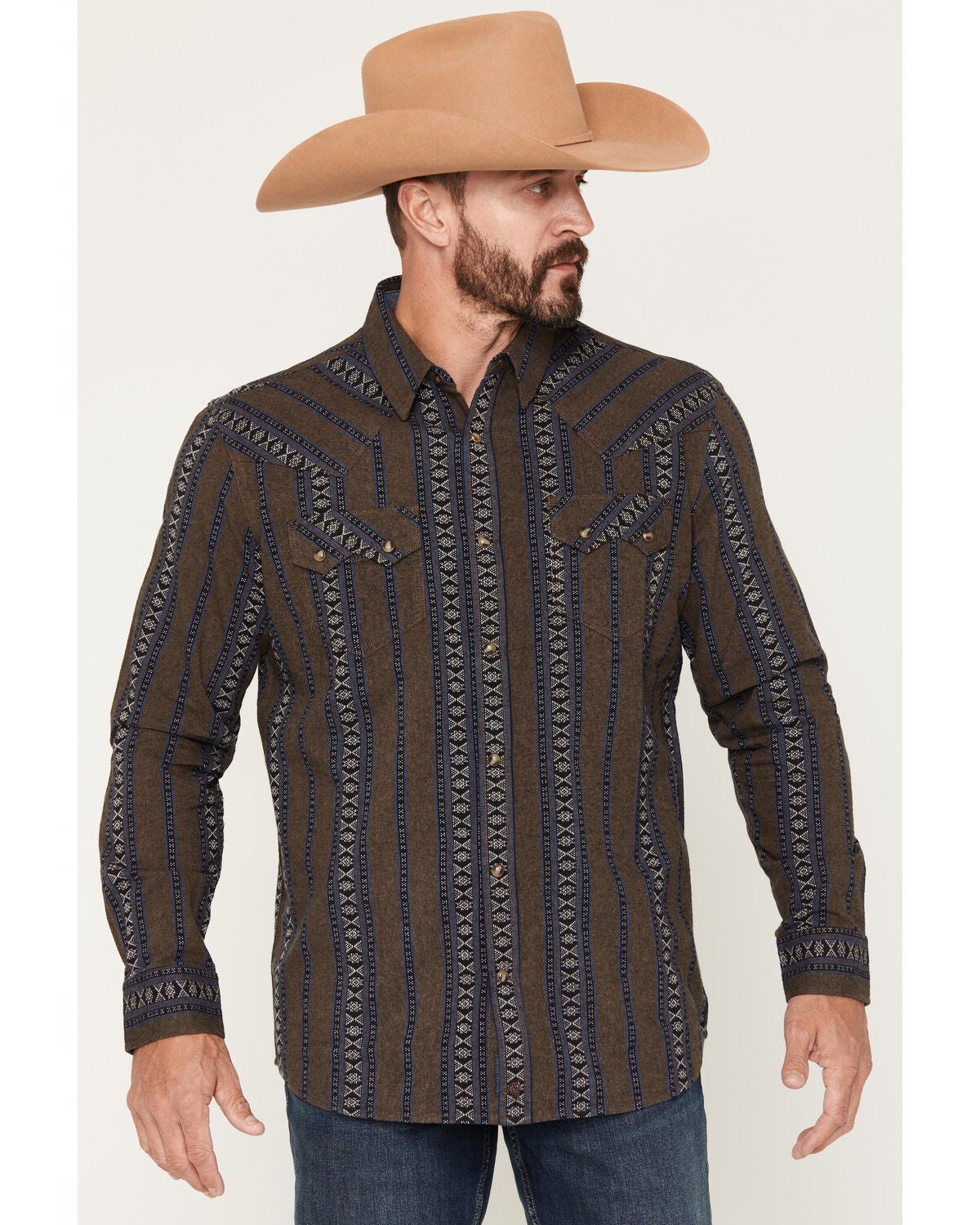 Men's Moonshine Spirit Colorado Southwestern Striped Long Sleeve Snap
