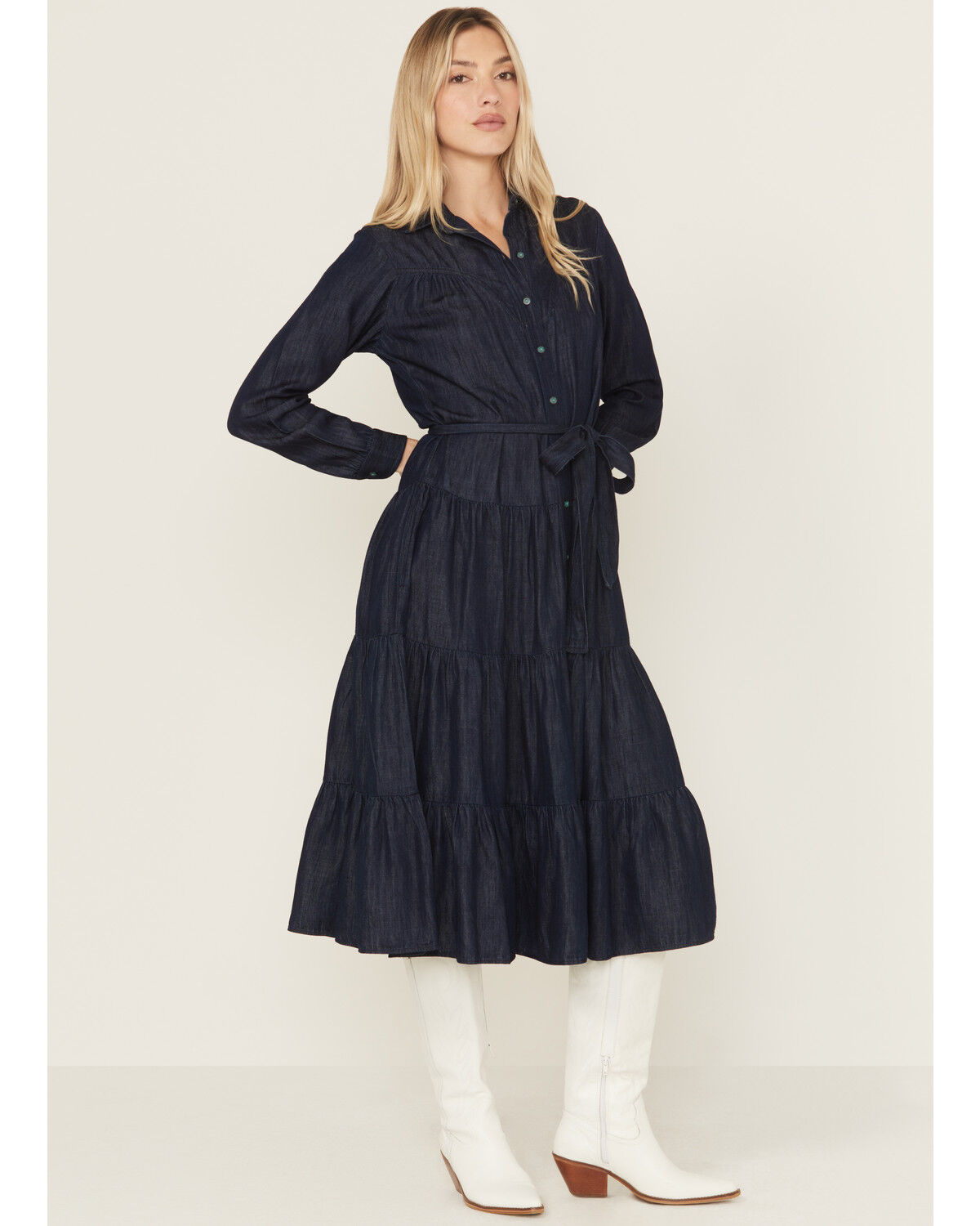 Women's Ariat Sahara Dark Wash Denim Long Sleeve Midi Dress