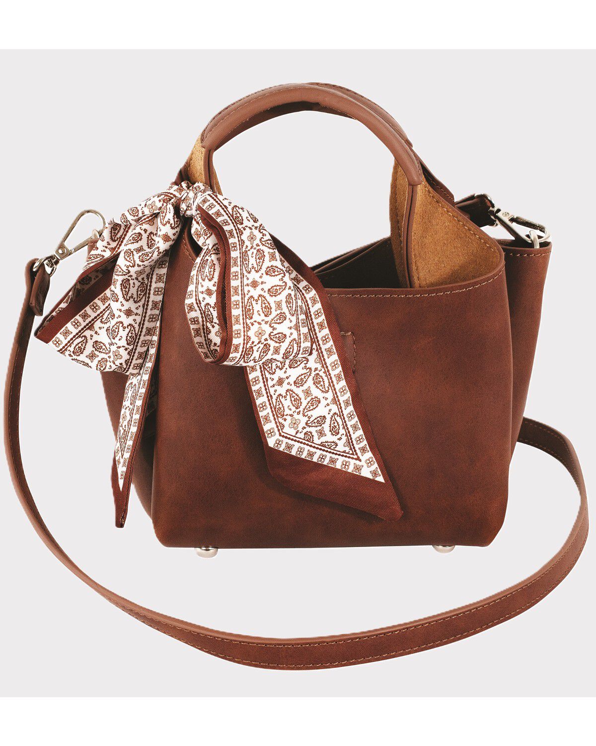 Women's Justin Signature Tiny Tote With Paisley Leather Scarf Crossbod
