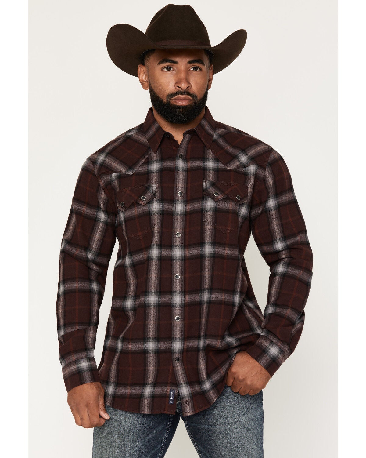 Men's Moonshine Spirit Oklahoma Plaid Print Long Sleeve Snap Flannel