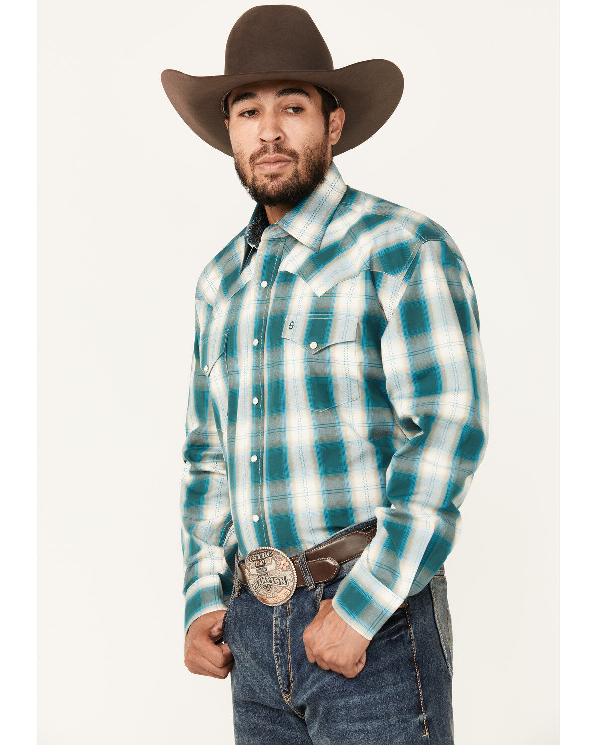 Men's Stetson Plaid Print Long Sleeve Snap Western Shirt