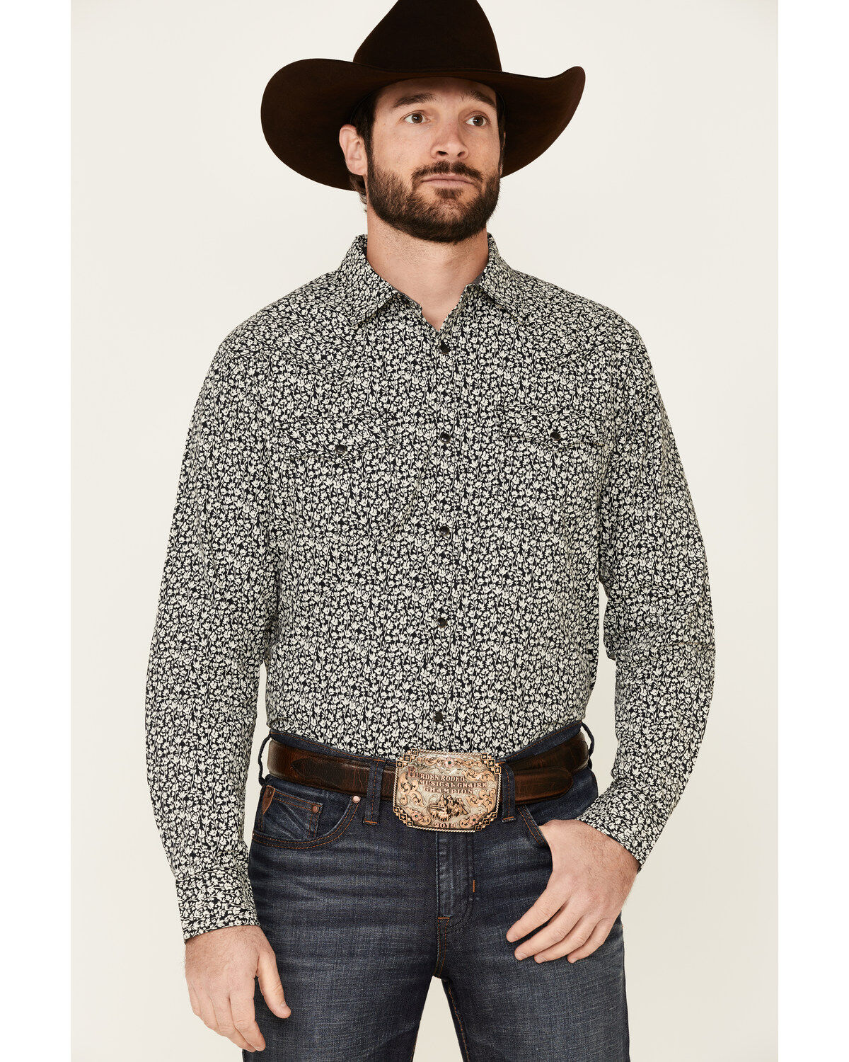 Men's Cody James Alyssum Floral Print Long Sleeve Snap Western Shirt